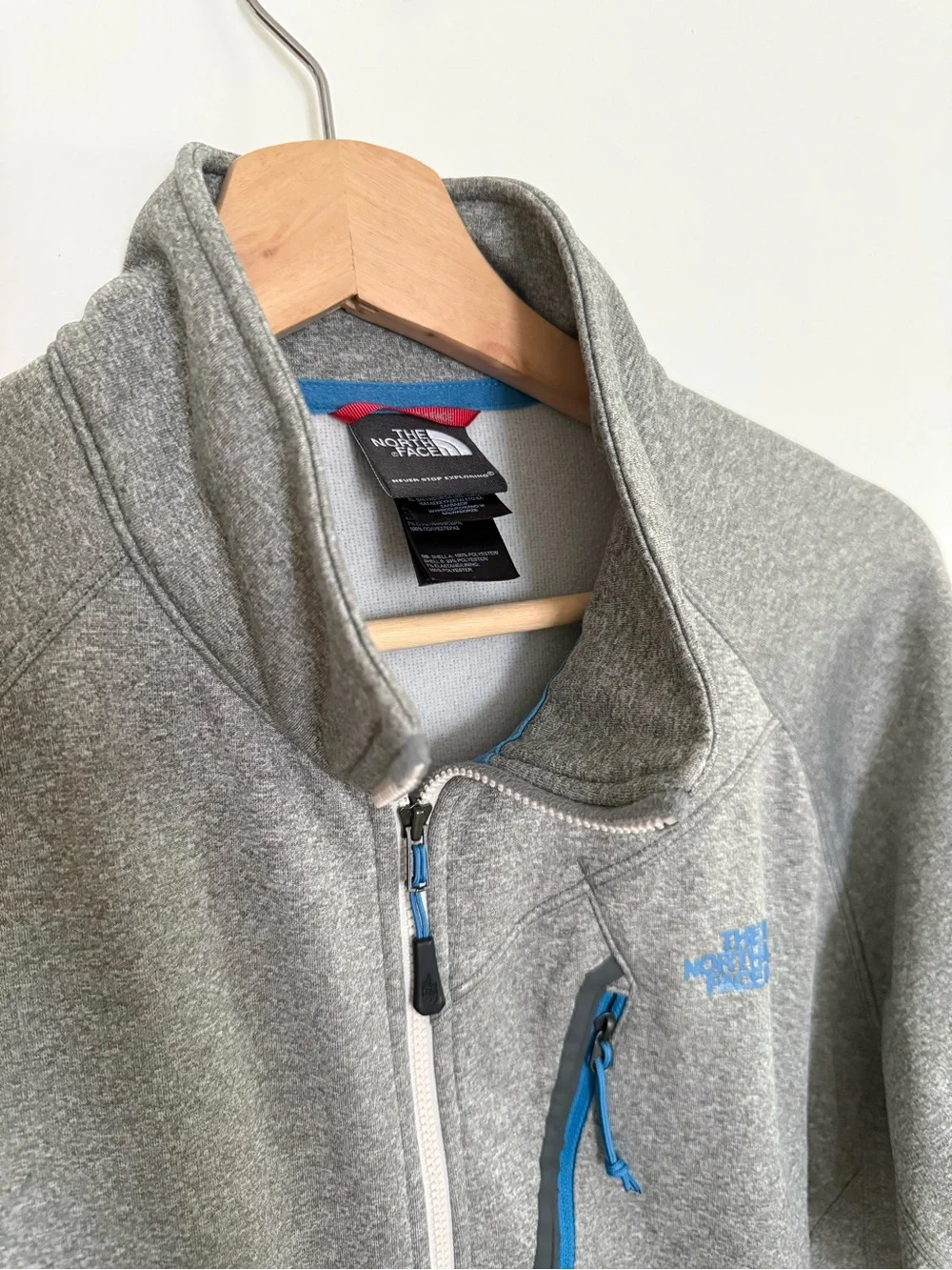 The North Face Grey Softshell Jacket with Blue Zips